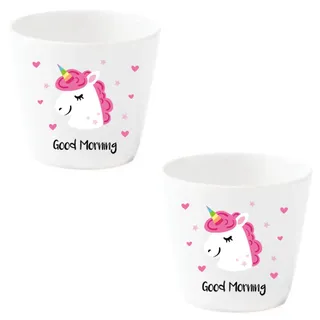 EinhornLiebe Eierbecher Set lustig Einhorn weiß Porzellan mit Gesicht *Pink Unicorn* 2 Stück im Geschenk Karton