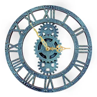 Taodyans Outdoor Wanduhr 30 cm - Vintage Garten Wasserdicht Retro Aussenbereich Küche Wohnzimmer Industrial 3D - Ticken (Grün)