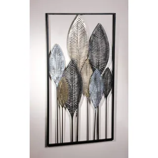 Dekoleidenschaft 3D Wandbild Blätterwald aus Metall, 52x95 cm, in Metallic-Tönen, Wandschmuck, Wanddeko, Metallbild, Wandverzierung, Deko-Objekt