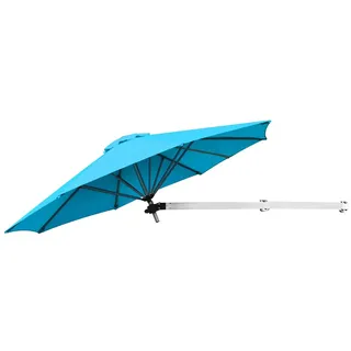 COSTWAY Sonnenschirm für die Wand, Wandschirm kippbar, Balkonschirm mit verstellbarer Aluminiumstange, wandmontierter Gartenschirm für Garten, Balkon, Hof, Ø 250 cm (Türkis)