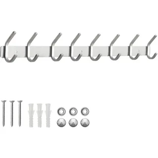 ERWEY Hakenleiste Kleiderhaken Wand mit 8 Haken, Garderobenleiste Edelstahl, Garderobenhaken Wandhaken Handtuchhaken für Bad Küche Kleidung Handtuch