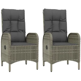 vidaXL Polyrattan Gartenstühle 57 x 62,5 x 109 cm grau 2 St.