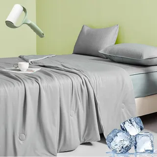 Gienslru Anfaru Eisdecke, Anfaru ChillComfort Schlafdecke, Selbstkühlende Decke, Anfaru Chill Decke, Doppelseitig Sommerdecke Kühlend, Atmungsaktiv, Leichte (Grau, 150 * 200cm(Standard Einzelbett))