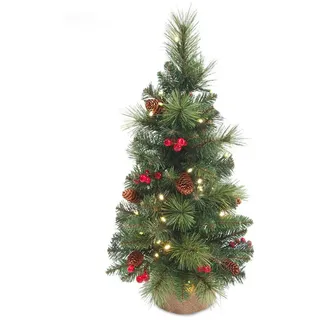 artplants Künstlicher Weihnachtsbaum Künstlicher Weihnachtsbaum BUKAREST, Jutesack, geschmückt, 60cm, Ø35cm grün