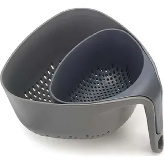 Joseph Joseph Nest - 2-teiliges küchensieb Nudelsieb- und Gemüsesieb-Set mit Schüttrand, Kunststoff, grau