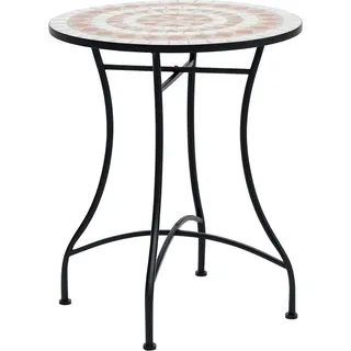 Gartentisch Ø60 X H71cm, Wetterfest Balkontisch Aus Metall, Esstisch Outdoor, Campingtisch Beistelltisch, Rund Terrassentisch Für Garten Terrasse Balkon Orange+weiß
