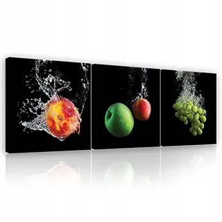 WallArena - Leinwand Bilder - Obst - 75x25 cm Leinwandbilder - Bild auf leinwand - Wandbild XXL groß Wandbilder für Wohnzimmer Schlafzimmer Wohnzimmerbilder Modern kunstdruck - Küche