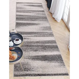 Carpeto Rugs Teppich Läufer Flur - Modern Teppichläufer - Kurzflor, Weich - Flurläufer für Wohnzimmer, Schlafzimmer - Teppiche - Meterware - Grau - 60 x 400 cm