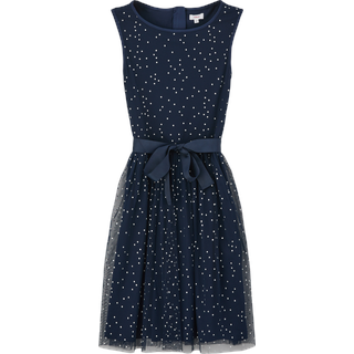 s.Oliver - Mesh-Kleid mit Glitzer-Details, Mädchen, blau, 170