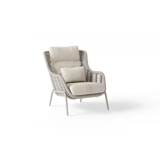 Suns Casto Lounge Gartensessel high back Aluminium/Rope inkl. Kissen Camel Sand/Beachy bouclé - Camel sand