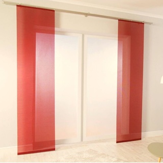 Dynamic24 2X Vorhang 225x57cm Schiebevorhang Gardine transparent Flächenvorhang Vorhänge Schiebegardine Terracotta rot inklusive Klettbandaufhängung