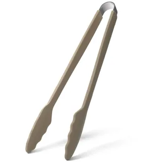 Kochblume Gourmetzange Silikon 33,5 cm – Küchenzange mit Edelstahlkern (Taupe, L)