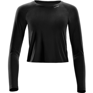WINSHAPE Damen Functional Light and Soft Cropped Long Sleeve Top Aet119ls Yoga-Shirt, Schwarz, XS EU