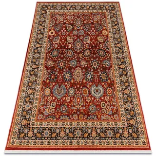 Wollteppich KESHAN für Wohnzimmer Schlafzimmer rot/dunkelblau 160x230 cm