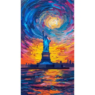 ARTGOTO Malen nach Zahlen Erwachsene Freiheitsstatue New York Sternennacht