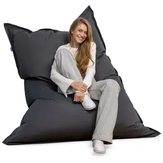 Bruni Sitzsack Caree 140x180 cm - rechteckiger XXL-Bean Bag, in Deutschland gefertigt, Riesiger Indoor- und Outdoor-Sitzsack aus Bayern, gemütlich & robust grau