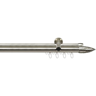 Gardinenstange LIEDECO "Menorca edelstahl-optik" Gardinenstangen Gr. L: 160 cm Ø 20 mm, 2 läufig, silberfarben (edelstahlfarben) Gardinen Vorhänge Gardinenstangen