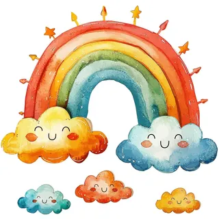 WANDAUFKLEBER 130x155cm - Bunter Regenbogen