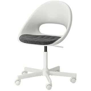 IKEA LOBERGET / MALSKÄR Drehstuhl + Kissen weiß/dunkelgrau