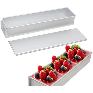 Xasbseulk Rechteckige Kuchenform, Tiramisu-Form mit Deckel, Aluminium, Brotform, Backform, Kastenform, antihaftbeschichtet, abnehmbarer Deckel für Brot, Mousse, Tiramisu, Käsekuchen