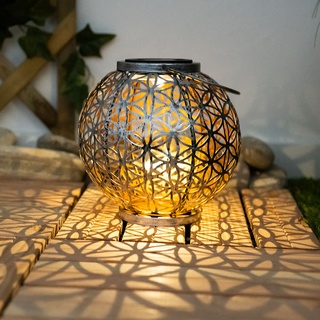 ETC Shop Solar Lampe Outdoor Solarleuchte orientalisch LED Solar Laterne Außen, Lichteffekt Lebensblume, 1x LED warmweiß, DxH 20x29 cm, Terrasse Garten
