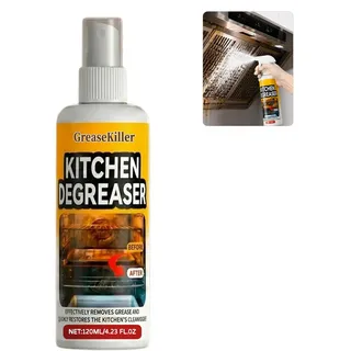 Grease Killer Spray- 120ML, Greasekiller Grillreiniger Extra Stark, Backofenreiniger & KüChenreiniger, Gegen Eingebranntes Fett & öL, Backofen Herdplatte Grill(1 Flasche)