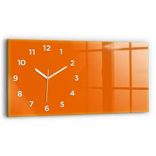 Tulup Wanduhr Glasuhr Rechteckige Wanduhr 60x30 cm Uhr aus Gehärtetem Glas orange
