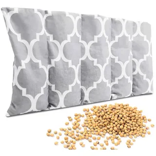 Amilian Kirschkernkissen für Mikrowelle 55x20cm - Körnerkissen - Wärmekissen, 100% Kirschkerne, Kirschkernkissen groß - Heizkissen, Kältekissen - für Nacken und Schulter, Rücken, Bauch grau