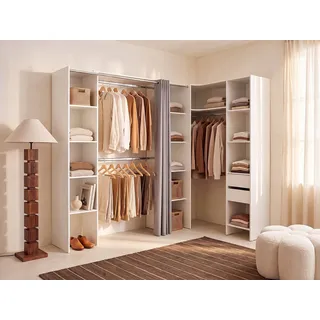 Eckkleiderschrank Kleiderschranksystem - B. 164/234 cm - Weiß & Grau - DORIAN