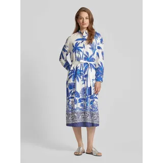 Midikleid mit durchgehender Knopfleiste, Blau, 36