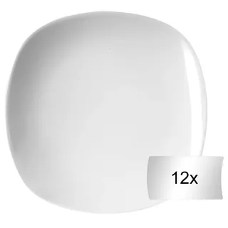 Home4You Dessertteller 12er Set, Weiß - 22 x 22 cm - Porzellan - eckige Form - 12er Set