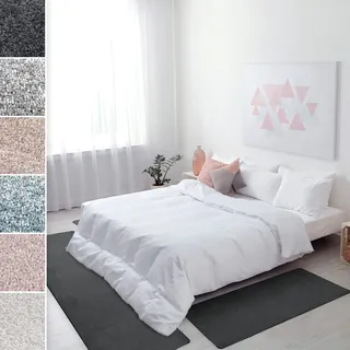 Floordirekt Bettumrandung Sundae - Bettvorleger Velours Teppichläufer - 3-teiliges Läufer-Set in 3 Größen (B: 80 cm | L: 1 x 300 cm + 2 x 150 cm, Anthrazit)
