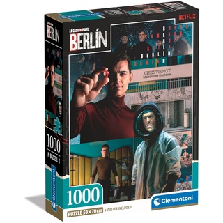 Clementoni 39850 Berlin – 1000 Teile, Netflix-Puzzle Das Papierhaus/Money Heist, vertikal, Spaß für Erwachsene, Made in Italy, Mehrfarbig