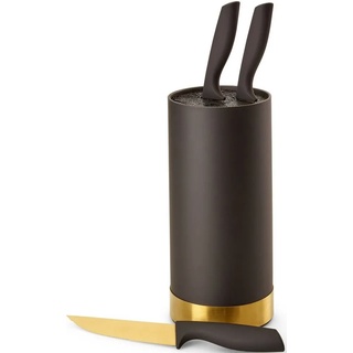 ECHTWERK Messerblock, Messer Set 4tlg mit Borsteneinsatz 11 cm x 22 cm, inkl. 3 Kochmessern goldfarben|schwarz OTTO