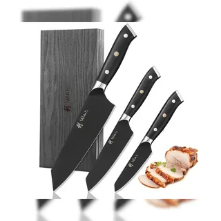 Wakoli Titanium Noir Messerset 3-tlg. 8-17 cm Schwarz