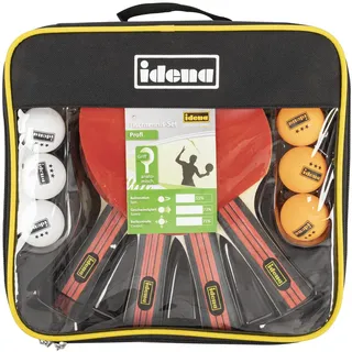 IDENA 40222 - 12-teiliges Tischtennis Set Profi inkl. 4 Tischtennisschläger, 8 Tischtennisbälle in Weiß/Orange