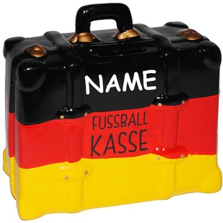 große Spardose - Fußball Koffer - Deutschland - incl. Namen - stabile Sparbüchse aus Porzellan/Keramik - Endspiel/Schland/Fussball Kasse - Reisekass..