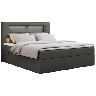 MKS Boxbett, GOLD-5 Led, 120/200 Dunkelgrau Kunstleder - H3