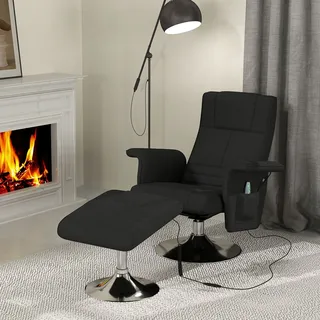 HOMCOM Massagesessel mit Fußhocker, Relaxsessel mit Liegefunktion, Schwarz
