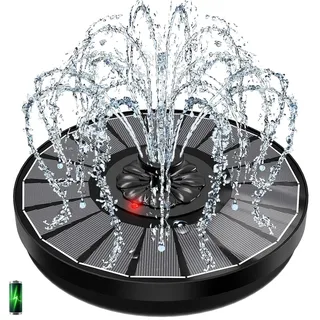 Solar Springbrunnen mit LED-Indikator, Yzert 3.5W 2000mAh Akku - Arbeiten an Trüben Tagen - Solar Teichpumpe, Wasserpumpe Solar Schwimmender Fontäne mit 8 Effekte & 4 Fixe Rohre für Garten,Vogel-Bad