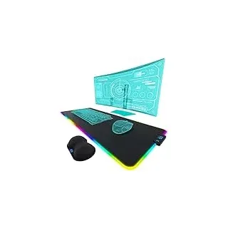 Everlasting Comfort RGB Mauspad und Gaming Unterlage – Großes Mousepad mit LED-Beleuchtung – Gaming Zubehör mit Handgelenkstütze und Farbwechselmodus