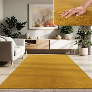 Paco Home Cadiz 630 Kurzflorteppich 140 x 200 cm gelb