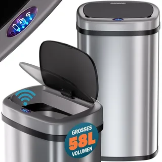monzana Automatik Sensor Mülleimer 58 l Silber