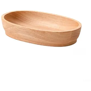 Ovale Servierschale aus natürlichem Kautschukholz, handgefertigtes Holztablett in Bootsform für Salate, Obst, Snacks, Sushi, elegantes Küchengeschirr für Partyessen (D)