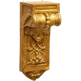 Biscottini Wandregal aus Holz mit antikem Gold-Finish, L 9,5 x T 8,5 x H 24 cm, Antik, hergestellt in Italien, Wandregal, Liberty