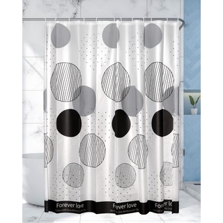 karadrova Duschvorhang Kunststoff, 180 x 180 cm, Wasserdichter Duschvorhang, PEVA Kreis Duschvorhang, Semi-Transparent, mit 12 Kunststoffhaken