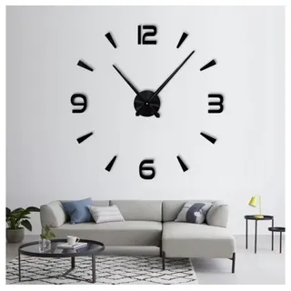 POPOLIC Wanduhr 80-130cm große einfache Wanduhr 3D Digital Silent DIY Acryl Uhr (3D gespiegelte Zahlen, freie Größe)