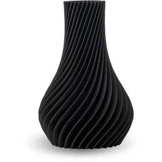 NATUMO Design 3D Vase Kunststoff „Pirum“– bruchsichere Blumenvase modern, Deko Vase mit skulpturaler Form (Schwarz, 12 cm)