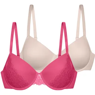 DORINA Bügel-BH DORINA, Damen, Gr. 70, Cup E, beige (pink, beige), Obermaterial: 60% Polyamid, 31% Polyester, 9% Elasthan, unifarben, BHs Bügel-BH, Curves mit gepolsterten Cups