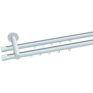 INDEKO Gardinenstange Paneelwagen 2-läufig Ø 20 mm 140 cm Weiß